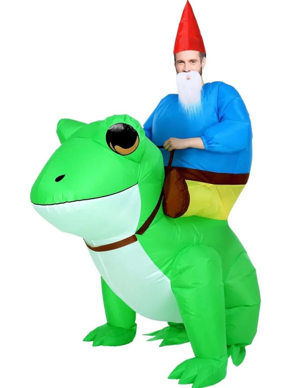 Unisex Inflatable Frog Costume for Adults - Fun Ride-On Gnome Outfit